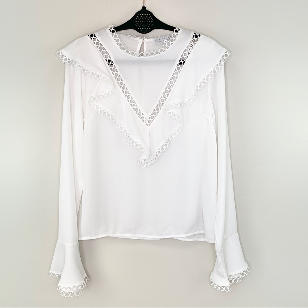 Endless Rose Circle Cutout Blouse Top White Size S
